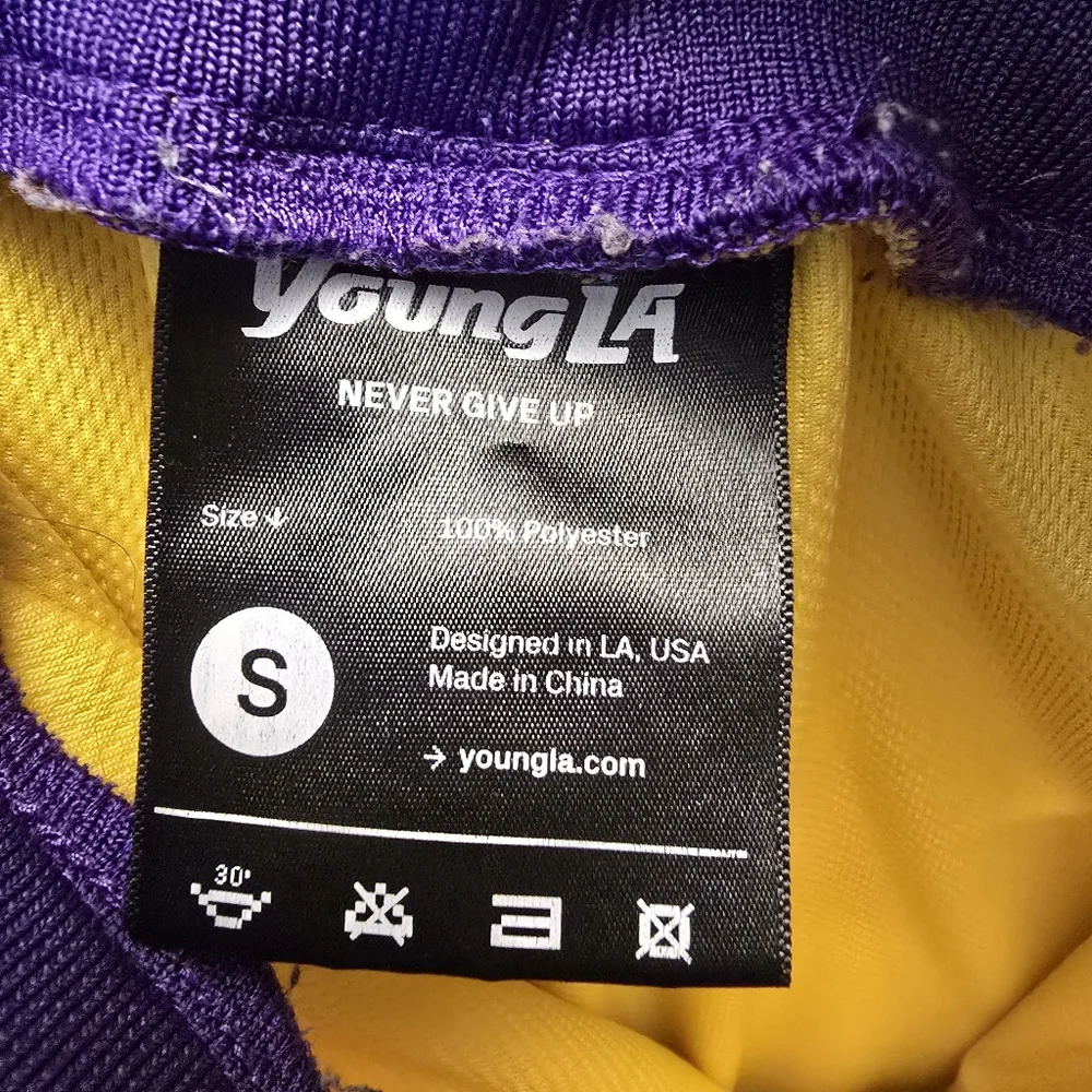 {S} YoungLA x LA Lakers Purple Yellow Shorts